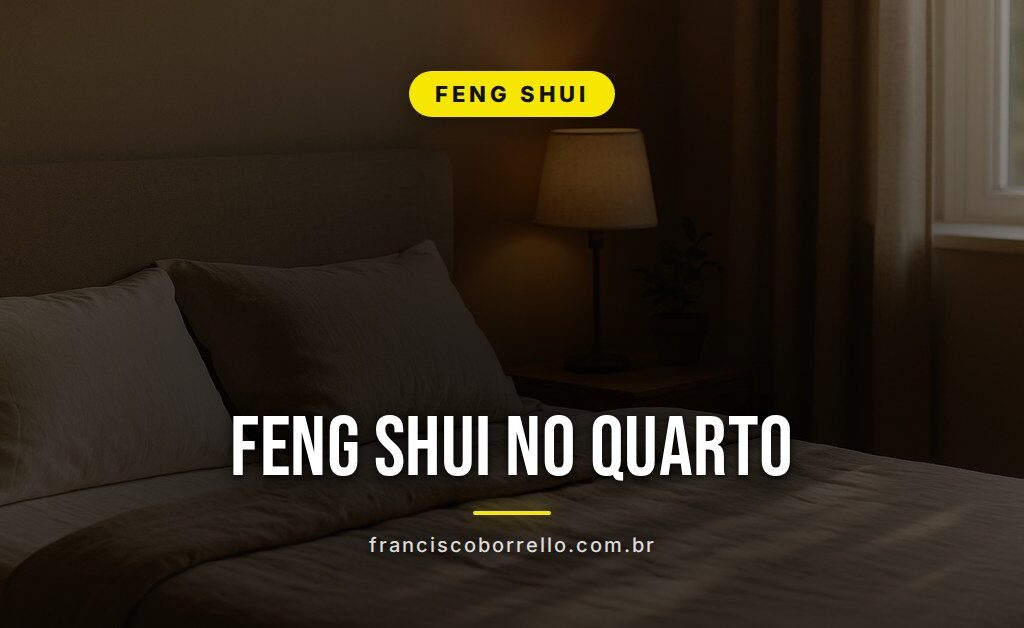 Quarto com cama posicionada segundo o feng shui, luminária e cores harmoniosas